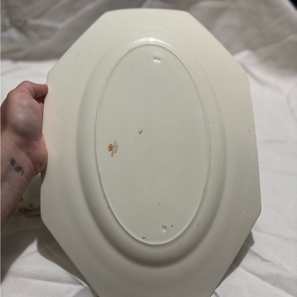 Vintage Floral Oval Large Platter with Bird Design - Picture 5 of 6